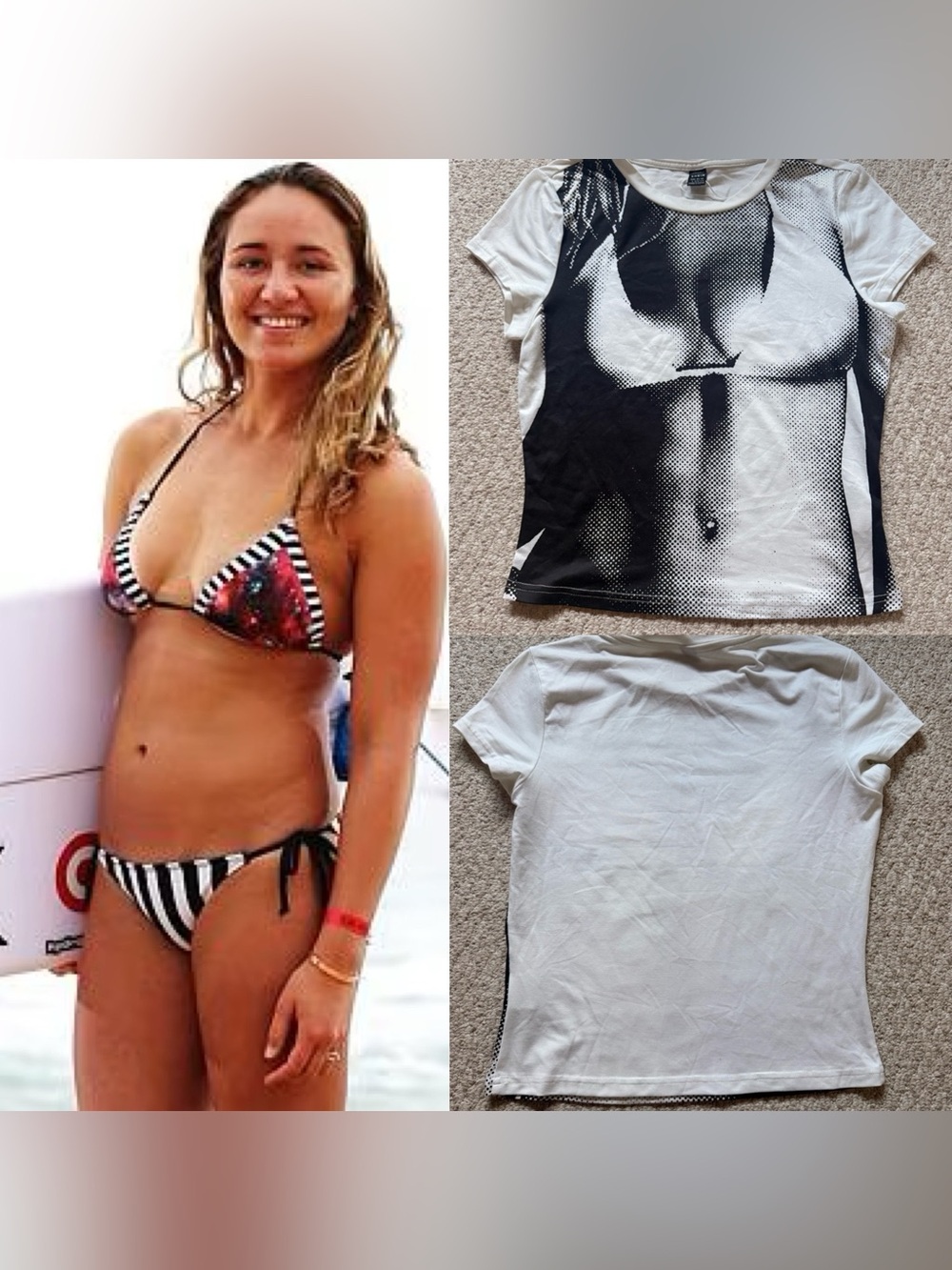 SHEIN Black & White Polkadot Bikini Silhouette T-shirt